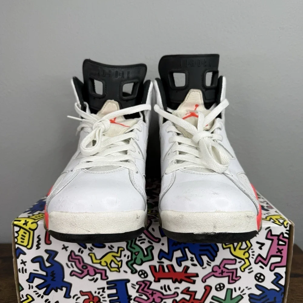 2013 Nike Air Jordan 6 Retro Infrared White 384664-123 Size 9 Basketball Shoes
